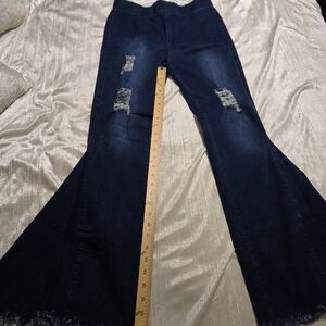 Women's Distressed Flare Jeans By L & B Size L. EUC